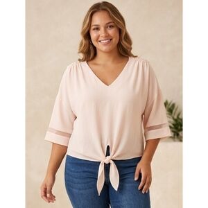 Maurices Tie Front Blouse Light Peach Size S